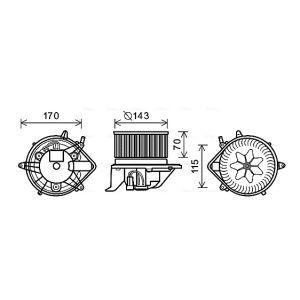 Motor elétrico, ventilador interior AVA COOLING BW8458