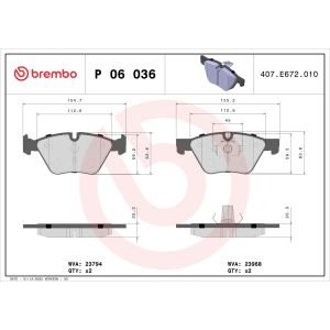 Jeu de plaquettes de frein à disque BREMBO Xtra P 06 036X, Avant