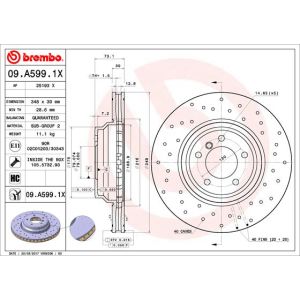 Jarrulevy BREMBO XTRA LINE BREMBO 09.A599.1X, 1 kpl