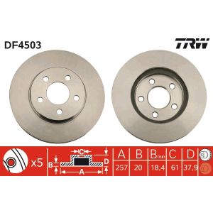 Jarrulevy TRW DF4503 edessä, tuuletettu, 1 kpl