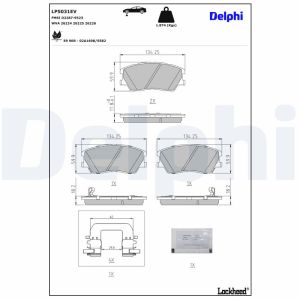 Conjunto de pastilhas de travão, travão de disco DELPHI LP5031EV