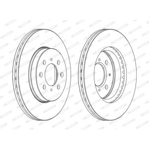 Remschijf FERODO DDF1510C voorkant, geventileerd, 2 stuk