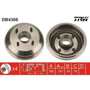 Tambor de freno TRW DB4306