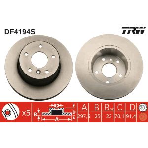 Disco de freno TRW DF4194S vorne, ventilado , altamente carbonizado, 1 Pieza