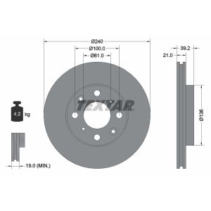 Disque de frein TEXTAR 92110300 avant, ventilé, 1 pièce