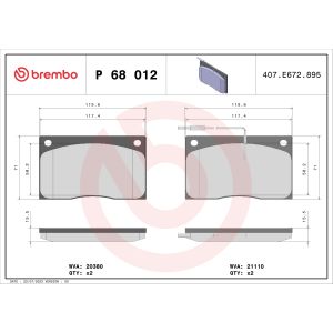 Bremsbelagsatz, Scheibenbremse BREMBO P 68 012