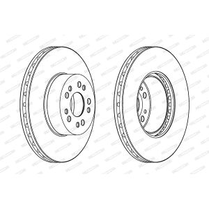 Remschijf FERODO DDF1061C-1 voorkant, geventileerd, 1 Stuk