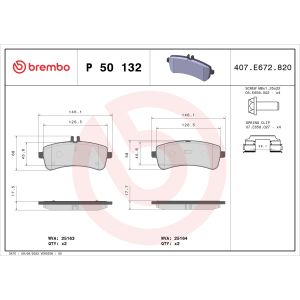 Juego de pastillas de freno, freno de disco PRIME LINE BREMBO P 50 132