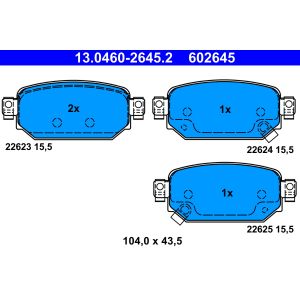 Set di pastiglie freno ATE 13.0460-2645.2, indietro