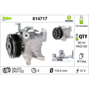 Compresseur, climatisation VALEO 814717