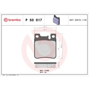 Levyjarrun jarrupalasarja BREMBO P 50 017