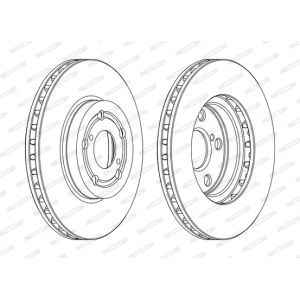 Remschijf FERODO DDF1064C voorkant, geventileerd, 2 stuk