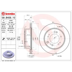 Jarrulevy BREMBO 09B40910 takana, tuuletettu, 1 kpl