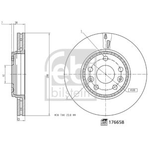 Disco de freno FEBI BILSTEIN 176658 vorne, ventilado , 1 Pieza