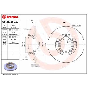 Disco de freno BREMBO 08.E026.20 volver, completo, 1 pieza