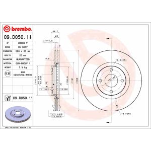 Disco de freno BREMBO 09D05011 frente, ventilado, 1 pieza