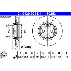 Disco de travão ATE 24.0130-0253.1 Frente, ventilado, altamente carbonizado, 1 Peça