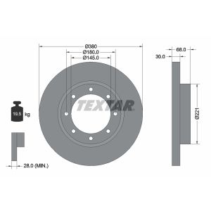 Disque de frein TEXTAR 93025600 avant, plein, 1 pièce