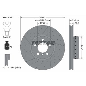 Disco freno TEXTAR 92265025 anteriore, ventilato, geschlitzt, altamente carbonizzato, 1 pezzo