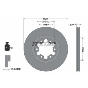 Disque de frein TEXTAR 92235900 avant, ventilé, 1 Stück