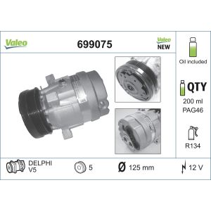 Compresor, aire acondicionado VALEO 699075