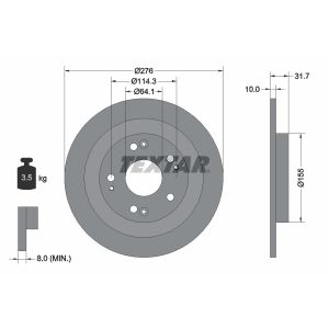 Disque de frein TEXTAR 92252603 arrière, plein, 1 Stück