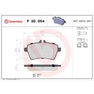 Conjunto de pastilhas de travão BREMBO P 50 054, frente