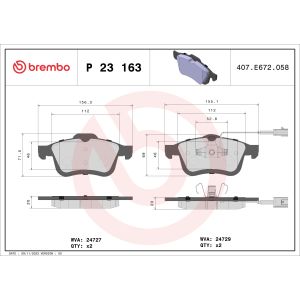 Conjunto de pastilhas de travão BREMBO P 23 163, Frente