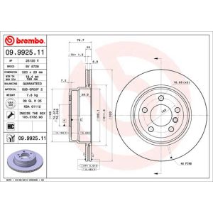 Jarrulevy BREMBO 9992511 takaisin/tuuletettu/voimakkaasti hiiltynyt/1 kpl