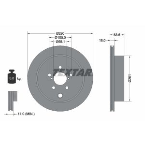 Bremsscheibe TEXTAR 92270903 hinten, belüftet, 1 Stück