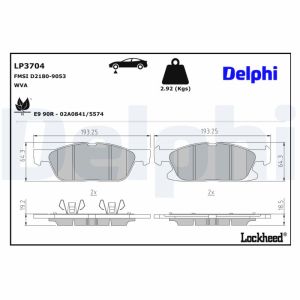 Bremsbelagsatz, Scheibenbremse DELPHI LP3704