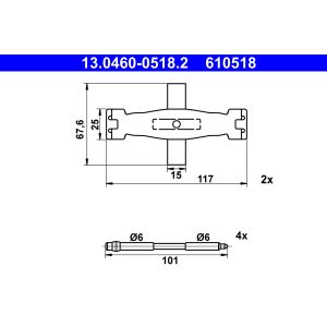 Kit di montaggio, set di pastiglie freno ATE 13.0460-0518.2