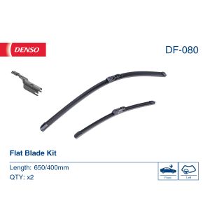 Ruitenwisser DENSO DF-080, Flat Blades Lengte 650+400mm, voor, 2 Stuk