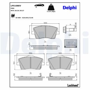 Jeu de plaquettes de frein DELPHI LP5108EV