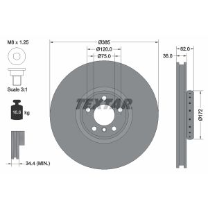 Disco freno TEXTAR 92266425 anteriore, ventilato, altamente carbonizzato, 1 pezzo