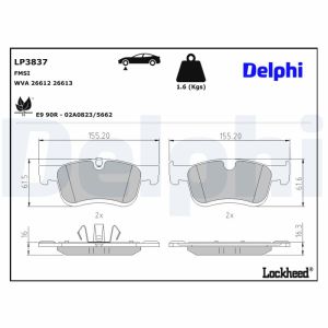 Bremsbelagsatz, Scheibenbremse DELPHI LP3837