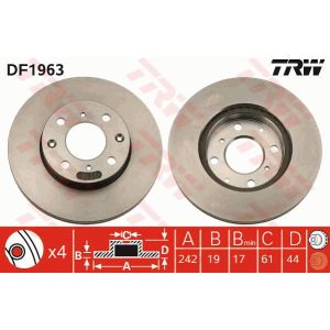 Bremsscheibe TRW DF1963 vorne, belüftet, 1 Stück