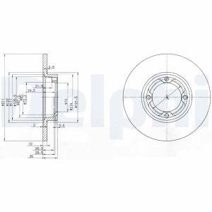 Bromsskivor DELPHI BG2533 fram, full, 2 Stycke
