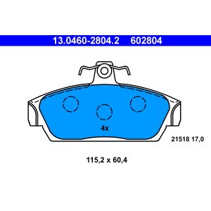 Bremsbelagsatz, Scheibenbremse ATE 13.0460-2804.2