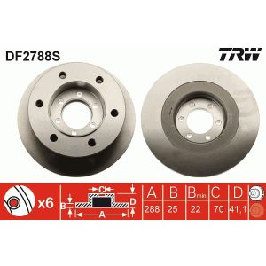 Remschijf TRW DF2788S, 1 Stuk