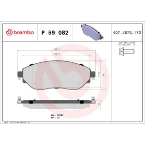 Conjunto de pastilhas de travão BREMBO P 59 082, frente