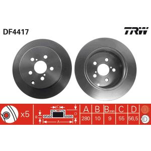 Jarrulevy TRW DF4417 takana, täysi, 1 kpl