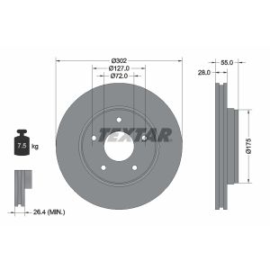 Disque de frein TEXTAR 92253303 avant, ventilé, 1 pièce