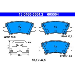 Conjunto de pastilhas de travão ATE 13.0460-5504.2, atrás