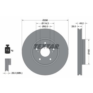 Disque de frein TEXTAR 92174303 avant, ventilé, 1 pièce