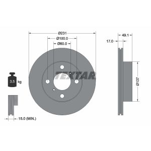 Disco freno TEXTAR 92113300 anteriore, ventilato, 1 pezzo