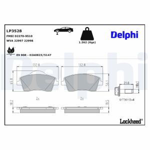 Bromsbeläggssats DELPHI LP3528, fram