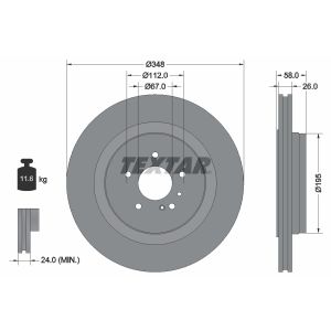 Disque de frein TEXTAR 92198003 à l'arrière, ventilé, 1 pièce