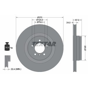 Disco freno TEXTAR 92123303 posteriore, ventilato, 1 pezzo