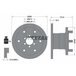 Disco freno TEXTAR 93042801 anteriore, completo, 1 pezzo